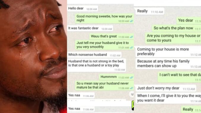 Screenshots; Side Dude Leaks WhatsApp Chat With Married Woman Who’s Cheating On Her Husband Exposing The Man’s Weakness In Bed
