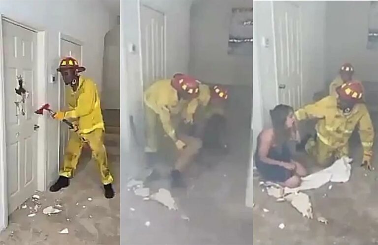 Watch|| Drama as firefighter rescues a couple from hotel room and a woman turns out to be his wife