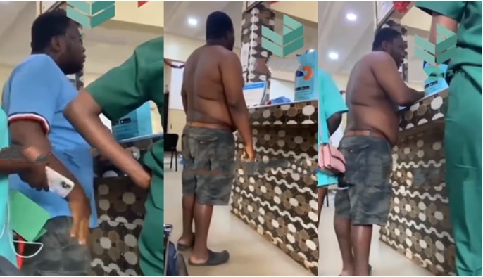 Watch Drama As Young Man With Potbelly Storms Hospital To Demand Abortion, Video Cause Stir