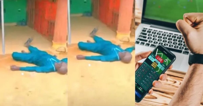 Watch drama as man collapses at bet shop after losing borrowed 200K to betting