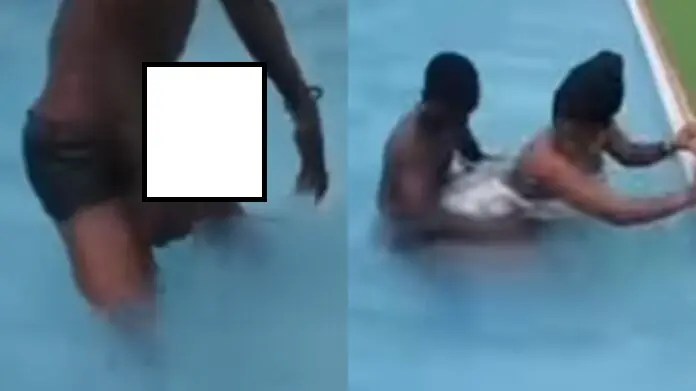 Watch|| Man fails to control himself after bae twerks for him in the pool