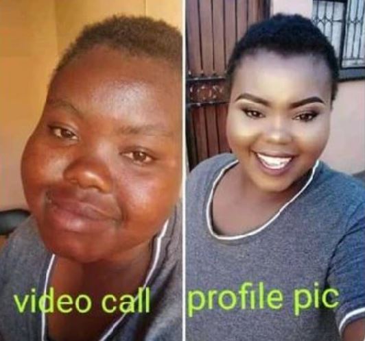 Man are going through a lot, see the real person vs her profile picture