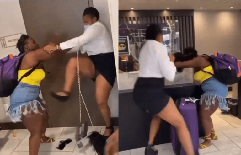 Drama In Hotel As Two Ladies Fight Dirty Over A Man, Nearly Kill Each Other As People Watch