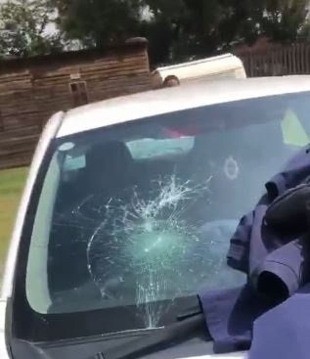 Police Officer Caught Having S3x With A Female Cop, Angry Wife Seriously Damages Car