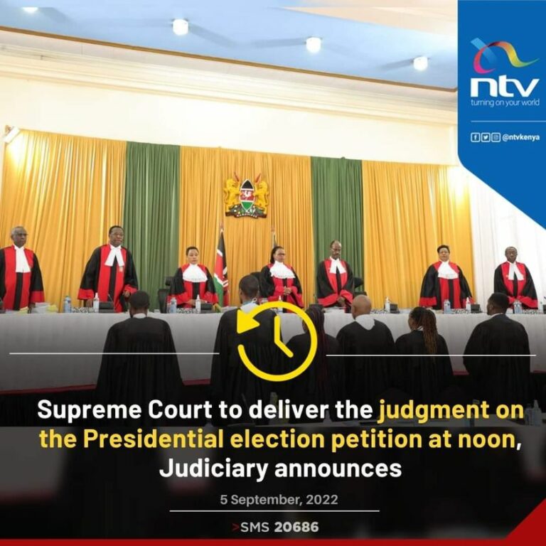 Kenyan Supreme Court To Deliver Ruling On Presidential Election Case At Noon