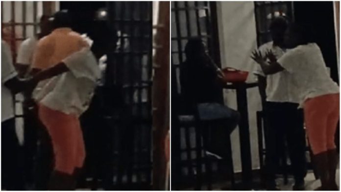 Watch|| Drama as woman catches husband with his side chick at a Lounge