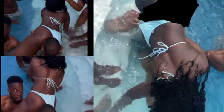 Watch|| Man Captured Giving A Lady Head Inside A Public Pool
