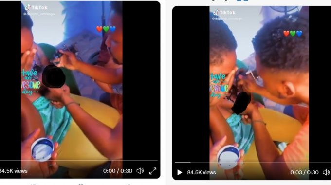 Slay Queen cries & call out to her mum as she endures pain of getting a tattoo on her boobs