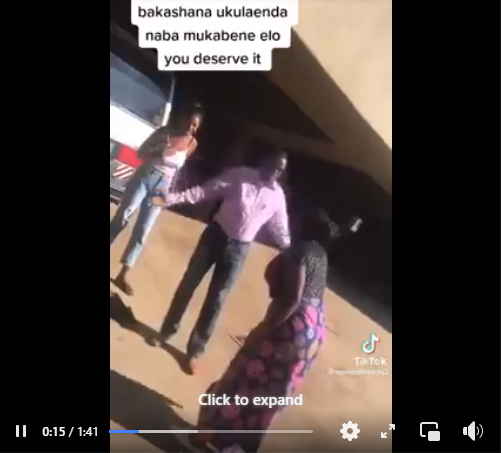 Zambian man busted by his wife cheating with a slay queen at his office (video)