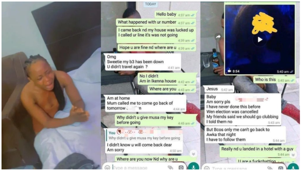 Lady In Hot Soup After She Lied To Her Boyfriend That She Was Home, Turns Out She Was At A Hotel With Another Guy (Photos)