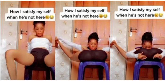 “See How I Satisfy Myself When He’s Not Around” – Young Lady Reveals Her Secret To S@tisfying Herself With Her Mouth (Watch Video)