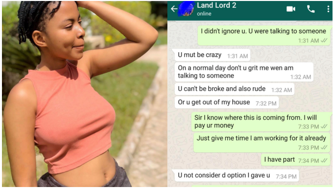 Lady Shares Her Chat With Landlord Who Wanted To Chew Her And Forget About Expired Rent (See Photos)