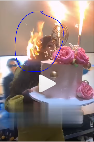 Lady’s Wig Catches Fire While Dancing With Her Birthday Cake (Watch Video)