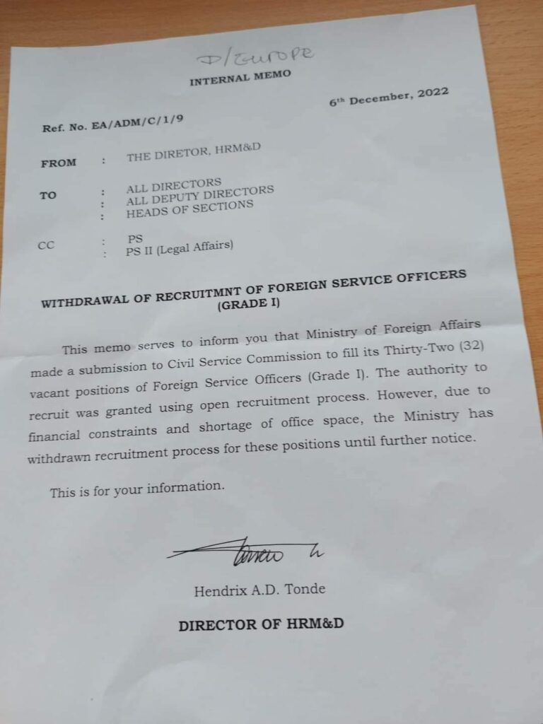 Govt withdraws recruitment of Foreign Service officers