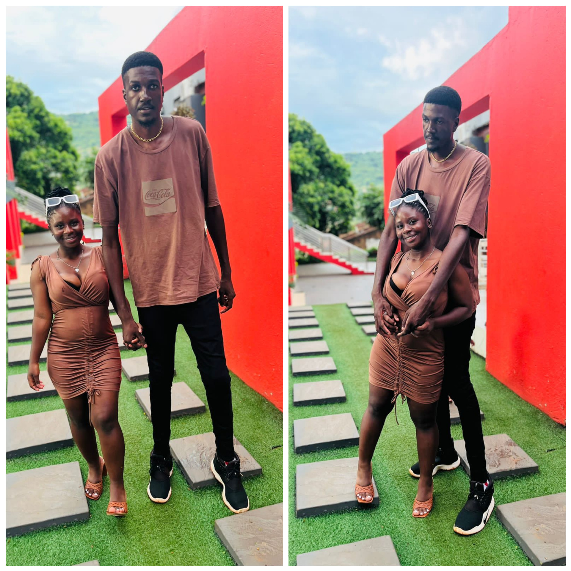 Tallest man in South Africa and his girlfriend celebrate their