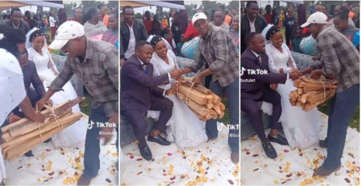 Drama As Man Gives Couple Firewood As Wedding Gift, Takes Pictures With It (Video below)