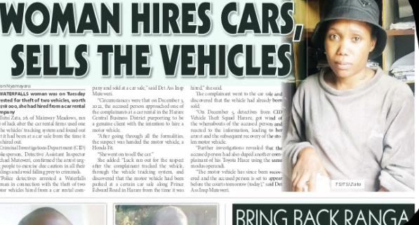 Woman arrested for hiring cars and selling them