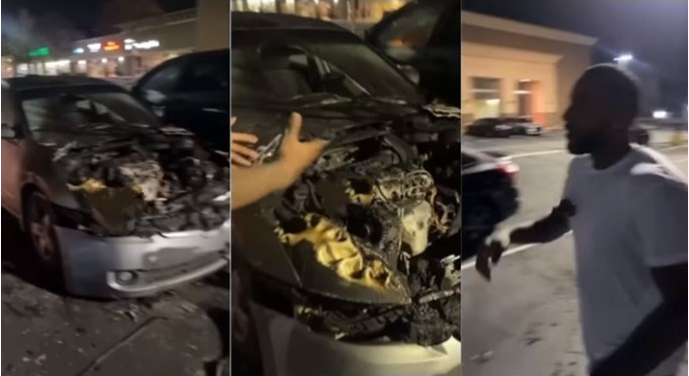Jealous Lady Burns Her Man’s Car For Not Responding To Her Text Fast Enough (Watch Video)