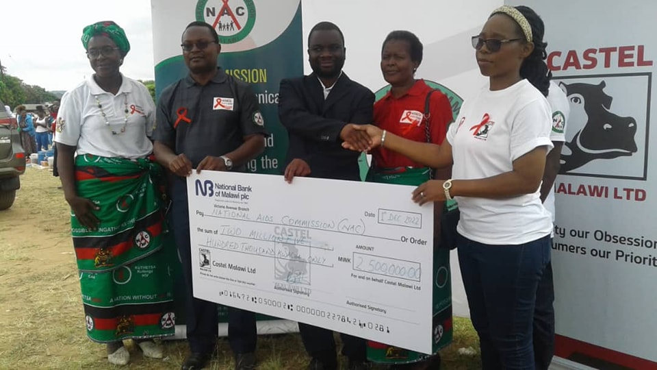 CASTEL MALAWI DONATES K2.5 MILLION TO NAC