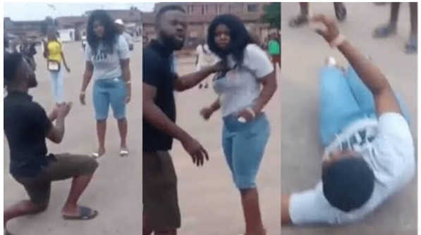Man Beats Up His Girlfriend For Saying NO To His Marriage Proposal In Public (Watch Video)
