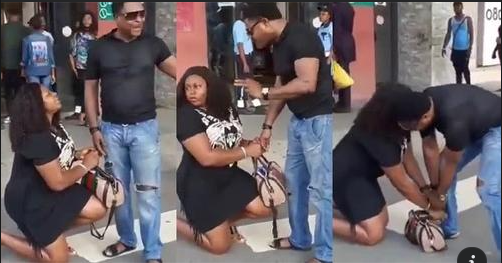 Lady Goes Down On Her Knees, Begs Boyfriend Of 7 Years To Marry Her, he said “No You Are Not Sweet In bed” (Watch Video)
