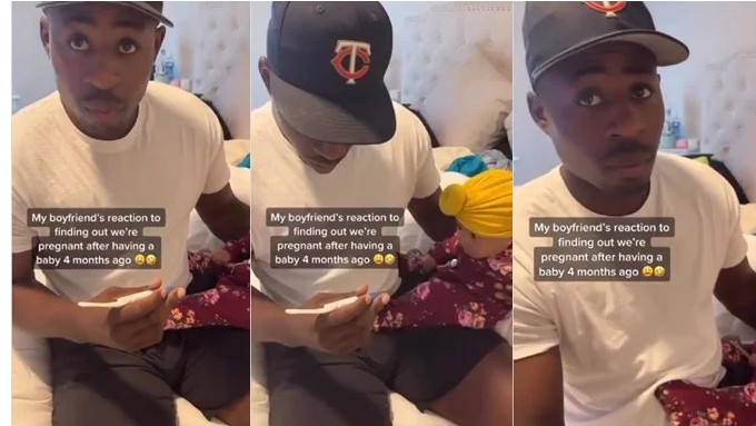 Man surprised as girlfriend informs she’s pregnant again 4 months after welcoming a baby (watch Video)
