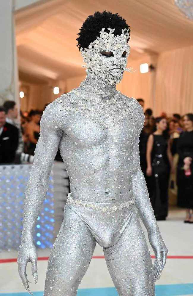 Rapper Lil Nas X wears only a G-string to 2023 met Gala