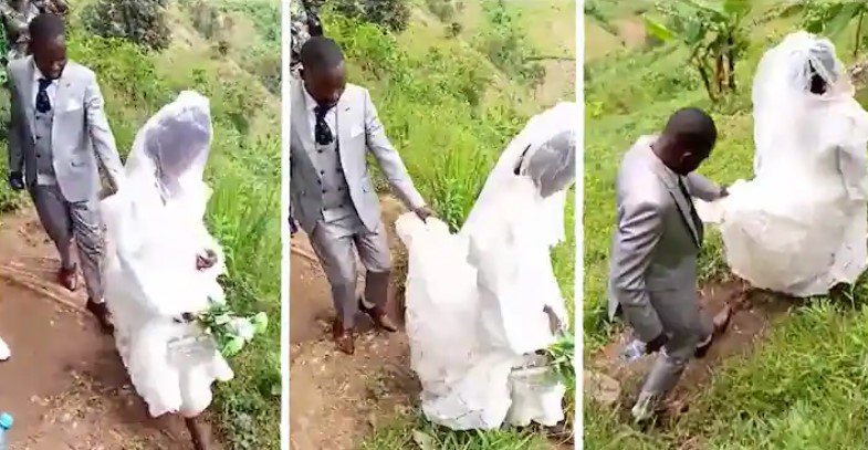Bride And Groom Walk on Bushy Village Path to Wedding Venue, Video Goes Viral (Watch)
