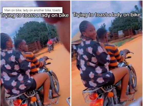 Watch This Funny Video As Man Of A Motorbike Proposes To A Lady On Another Motorbike, Requests For Her Number While In Motion