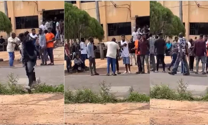 Nigerian Student Gets Beaten For Covering His Booklet From Course Mates In Exams Hall (Watch Video)
