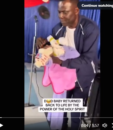 Bizarre: Pastor performs miracle in church, raises baby from the dead (Watch Video)