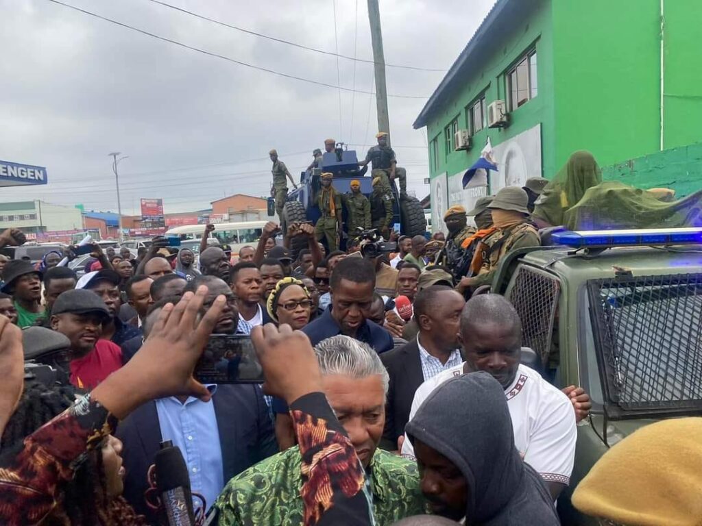 Zambia ex-President blocked from visiting PF secretariat, storm police headquarters (see photos)