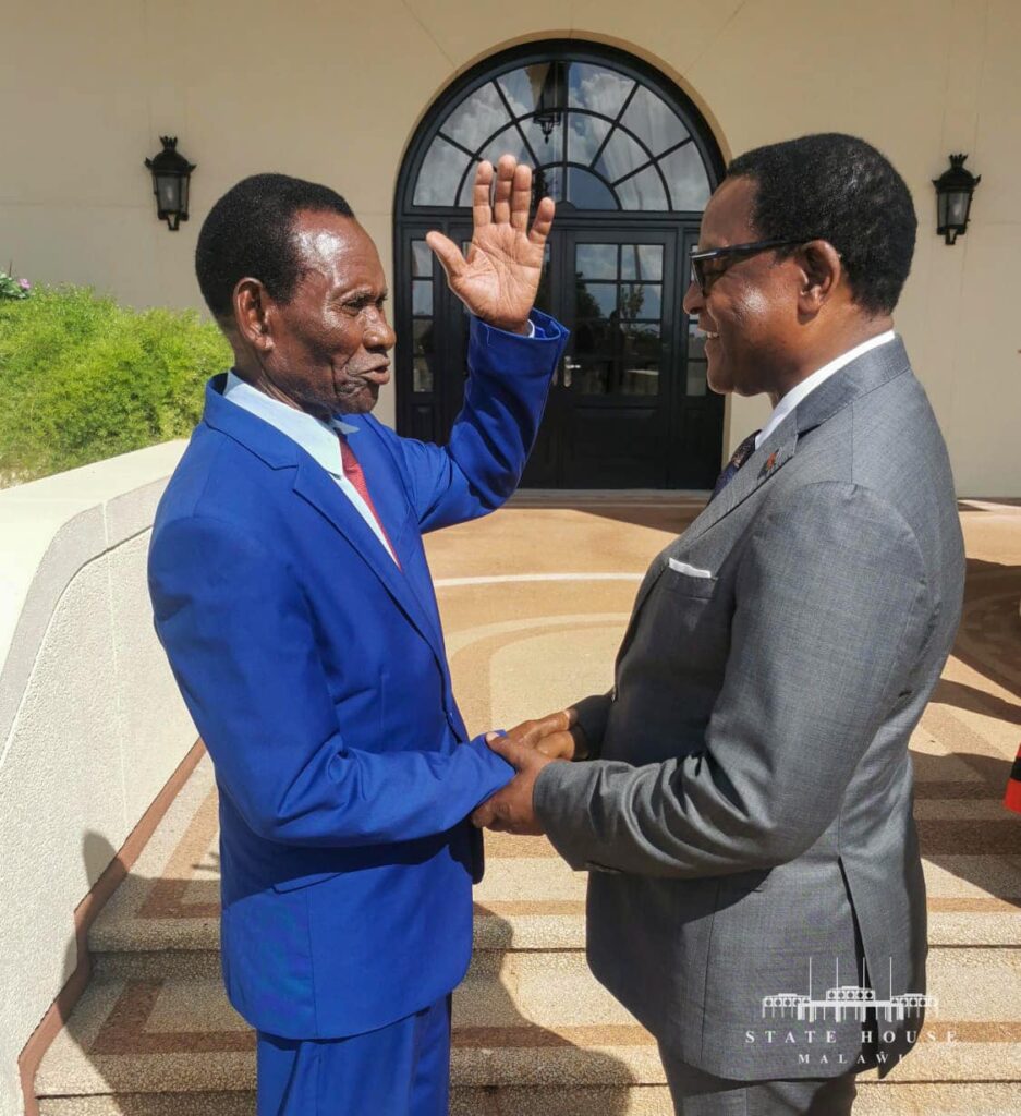 Chakwera hosts his Primary School Headteacher Michael Chatsunda Banda