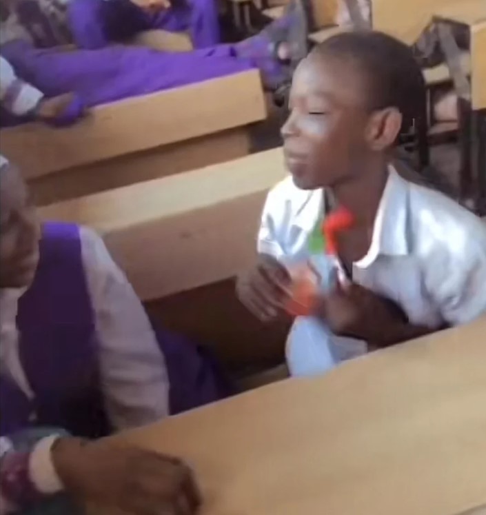 Watch video as student presents gifts to his student crush on Valentine’s Day (Video)