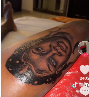 Maybe They Will Never Breakup: Man Tattoos Girlfriend’s Face On His Leg As Valentine’s Gift (Watch Video)