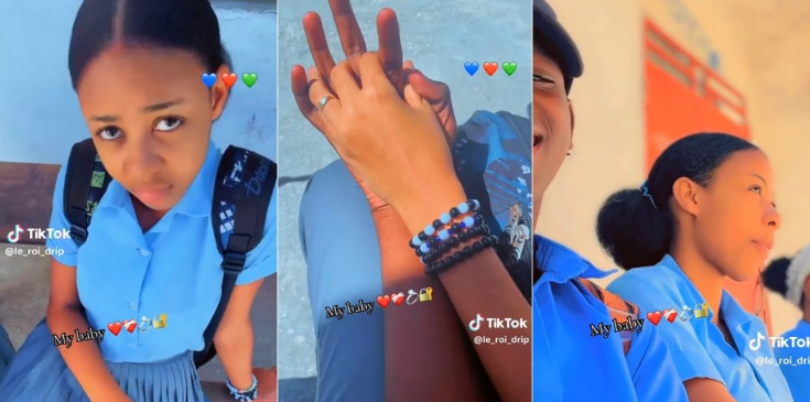 Secondary school student shows off beautiful girlfriend (Watch Video)