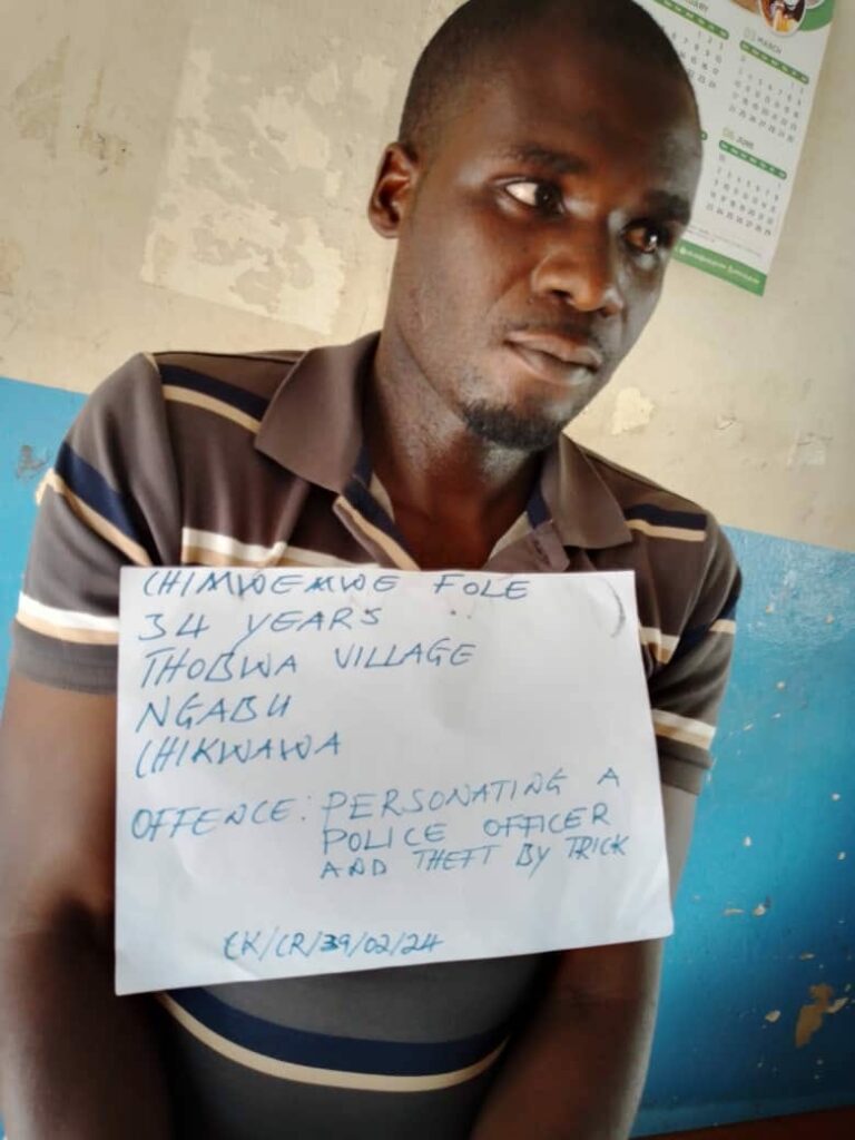 Man Nabbed For Impersonating Police Officer And Theft By Trick In Chikwawa
