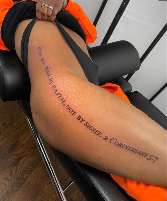 Unknown Lady Shows Her Biblical Tattoo On A Naughty Place