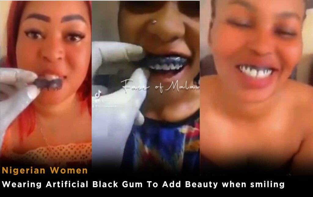 Nigerian Women Rocks New Fashion, Wearing Artificial Black Gum (Watch Video)