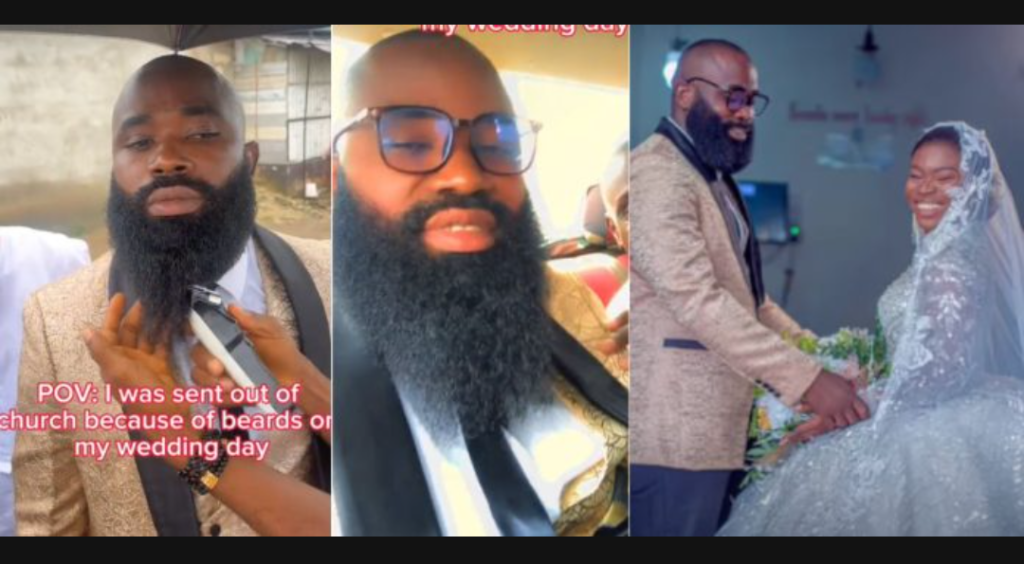 Pastor sends groom out of church on wedding day because of his fully-grown beards (Watch Video)