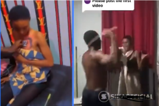 Elder brother beats up sister after tattooing boyfriend’s face on chest (Watch Video)