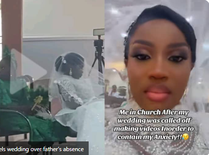 Bride breaks down after church cancels wedding over father’s absence (Watch Video)