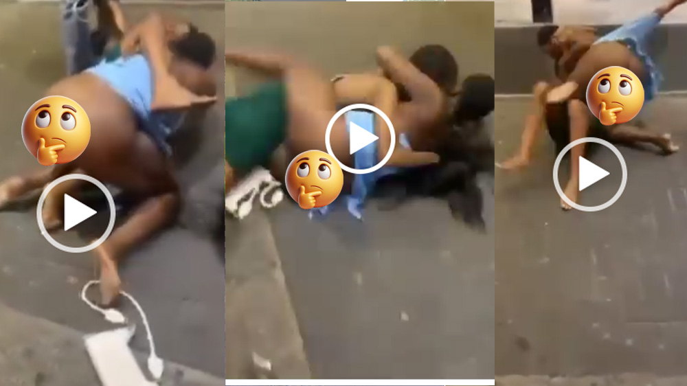 2 Fine Nigerian Ladies Turn Street Into WWE, Strip Each Other N*ked in A Dirty Fight