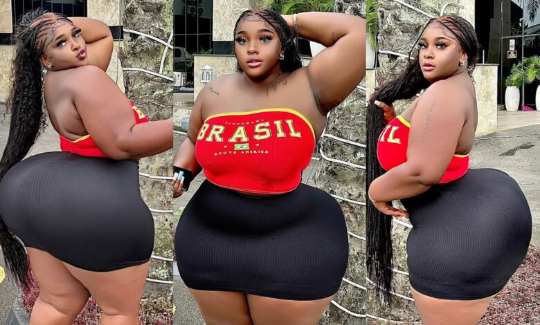 Instagram influencer got fans talking as she posted eye-catching photos of herself in tight outfit revealing her curvy body (See Photos)