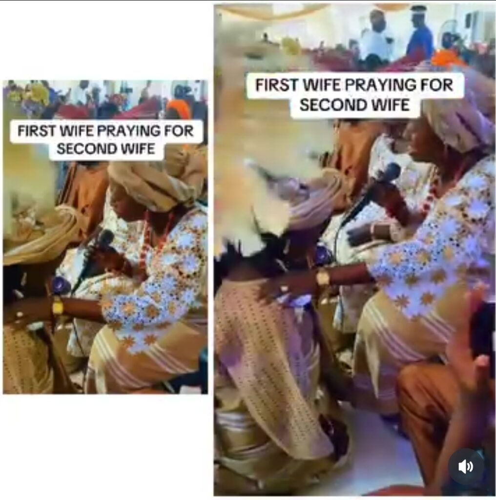 Watch viral video of first wife praying for her husband’s new bride on their wedding day