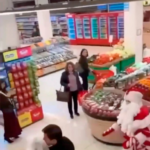 Festive season drama|| Watch Moment two Santas fight in supermarket as shocked shoppers watch (video)