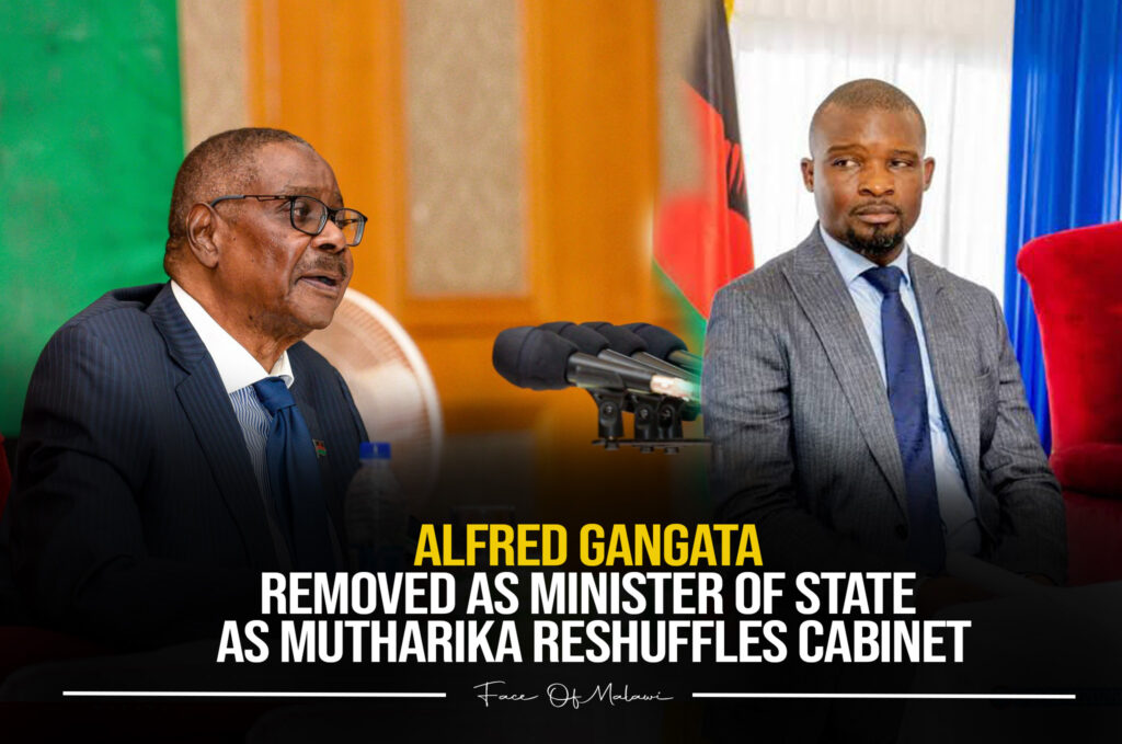 Alfred Gangata Removed as Minister of State as Mutharika Reshuffles Cabinet
