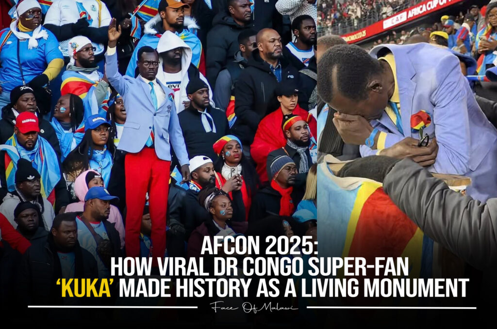 AFCON 2025: How Viral DR Congo Super-Fan ‘Kuka Mboladinga’ Made History as a Living Monument