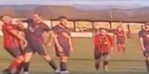 WATCH// Footballer sacked by club and arrested after brutally elbowing his opponent