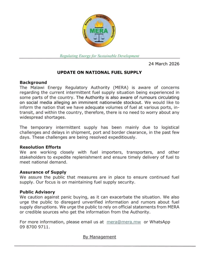 Fuel Shortages Temporary, Says MERA